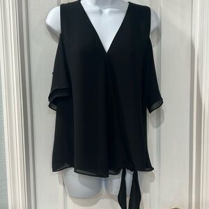 Naked Zebra Cold Shoulder Black Top